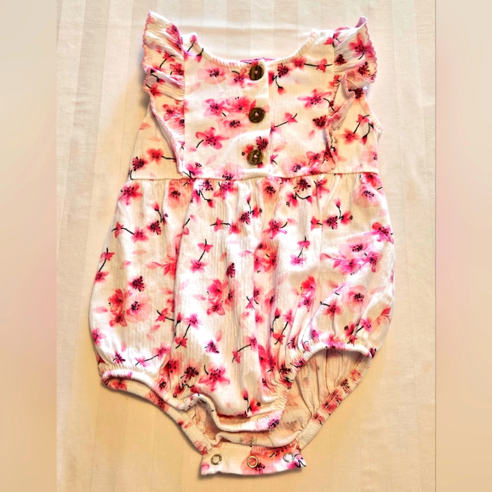 Wonder Nation Baby Girl Bubble Romper, 18 Months